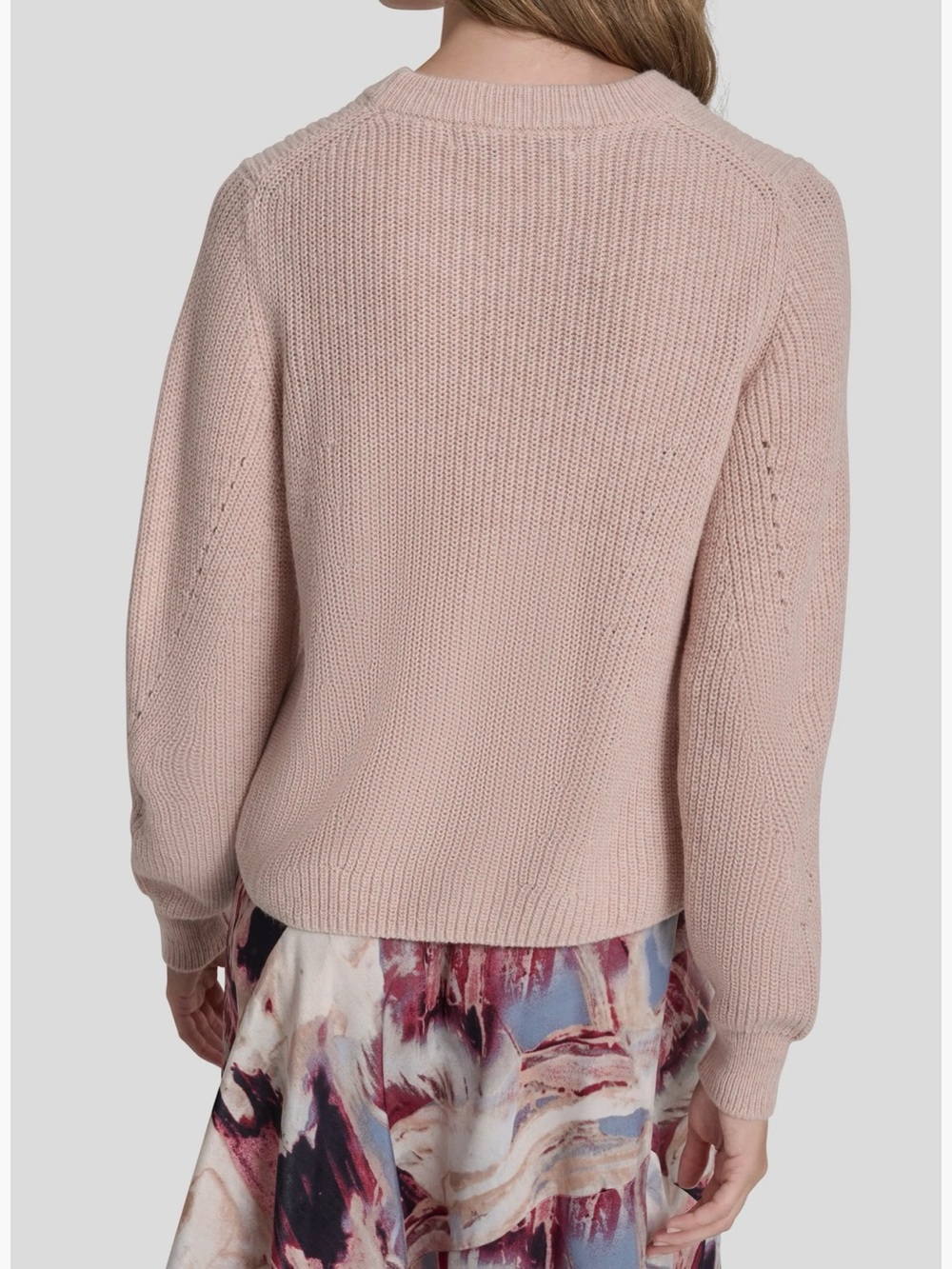 DKNY Classic Crewneck Cropped Women's Sweater - Blush Pink - Size S - Picture 2 of 11